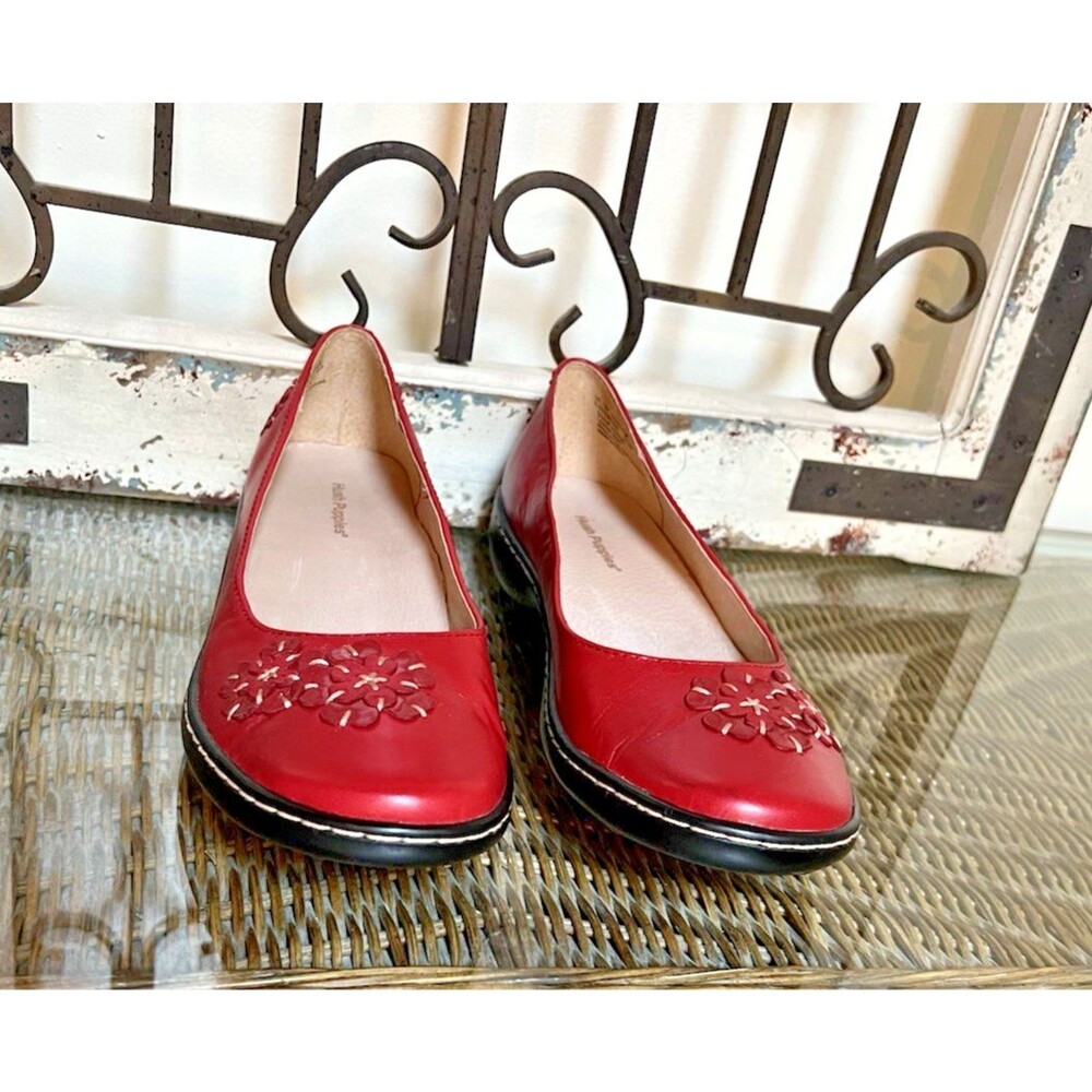 Hush Puppies Chili Pepper Lea Cuir Cayenne Size 8.5 Women’s Floral Flats New - Picture 3 of 9